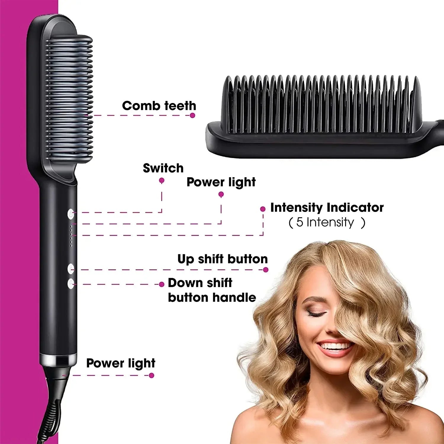 Brosse lissante professionnelle chauffante – soin et style - Lipsy Hair