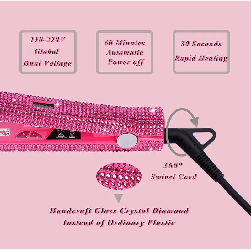 Lisseur professionnel titane 25 mm avec strass & écran LCD - Lipsy Hair